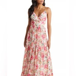 NWT VICI COLLECTION Floral Print Chiffon Maxi Dress, Medium